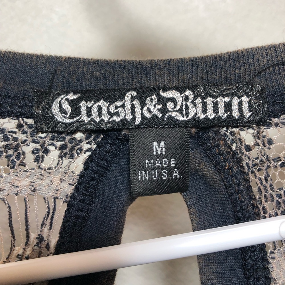 Crash & Burn Shimmering Charcoal Blouse with Lace Accents - Picture 9 of 9